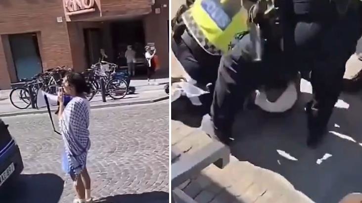 İsveç'te 'Özgür Filistin' sloganı atan kadına sert müdahale