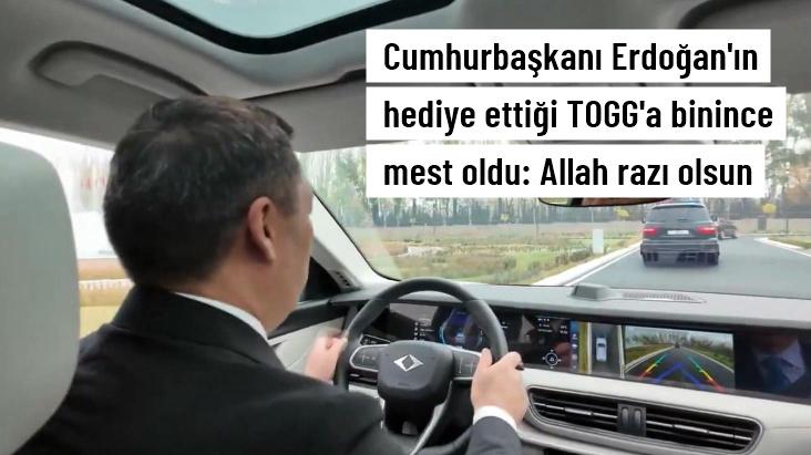 Cumhurbaşkanı Erdoğan'ın hediye ettiği araca binince mest oldu