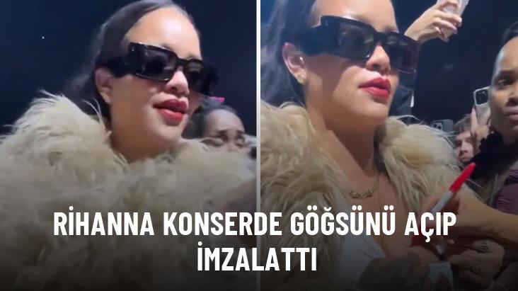 Rihanna konserde göğsünü açıp Mariah Carey'e imzalattı