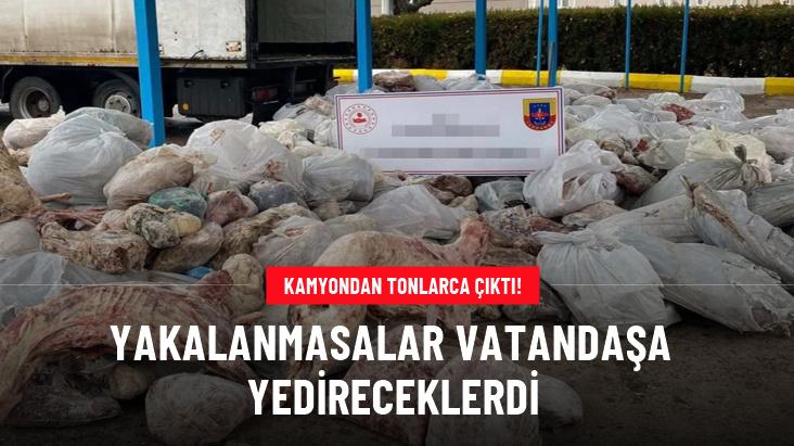 Kamyonda, 6 tona yakın kaçak et yakalandı