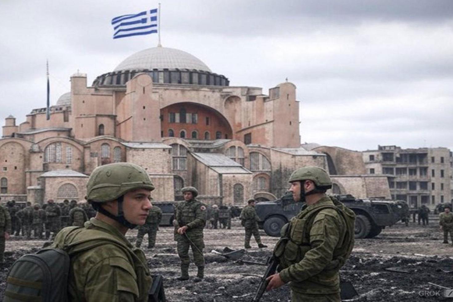 İngiliz liderden küstah paylaşım: Ayasofya üzerinde Yunan bayrağı