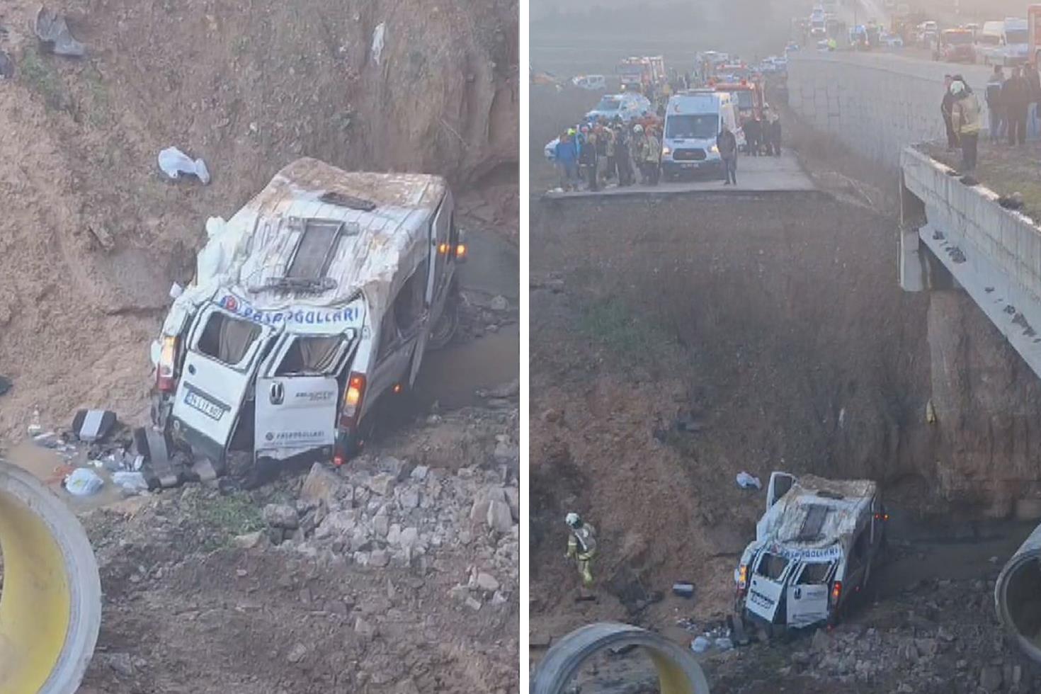 Tuzla'da servis minibüsü şarampole yuvarlandı: 3'ü ağır 16 yaralı
