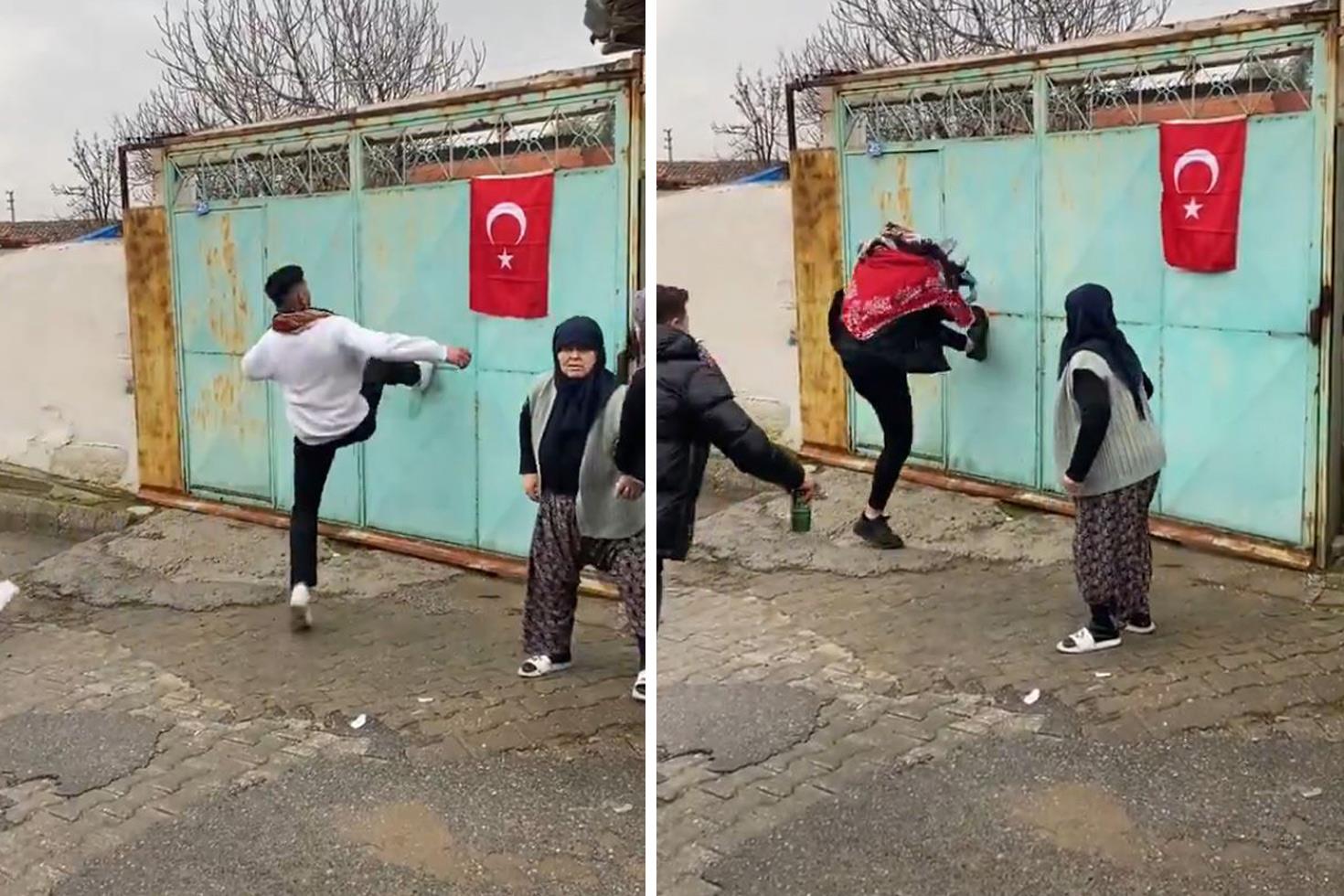 Bu nasıl asker eğlencesi? Yaşlı kadın olan biteni şaşkınlıkla izledi