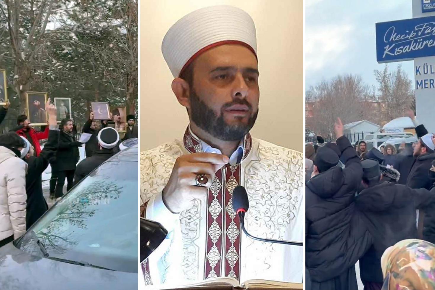 Halil Konakcı'ya büyük şok! Vaaz vermek için gittiği Erzurum'da protesto edildi