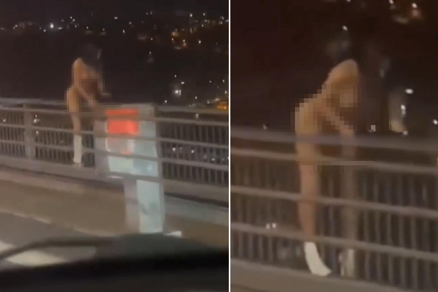 Köprüde çırılçıplak intihar girişimi