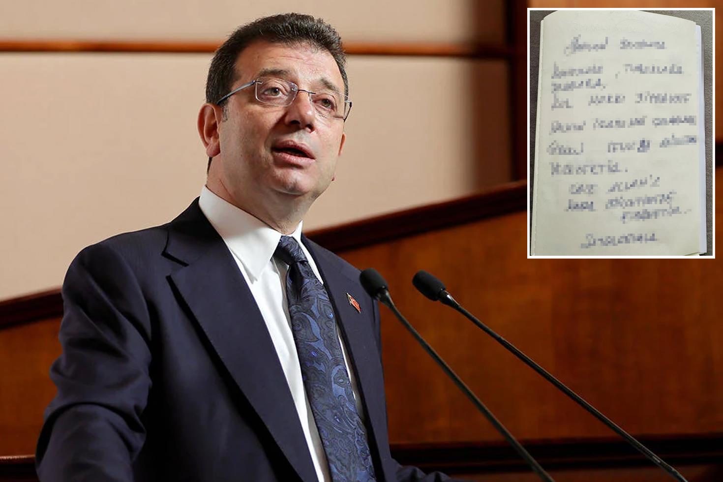 Gözaltına alınan İmamoğlu'ndan el yazısıyla mesaj