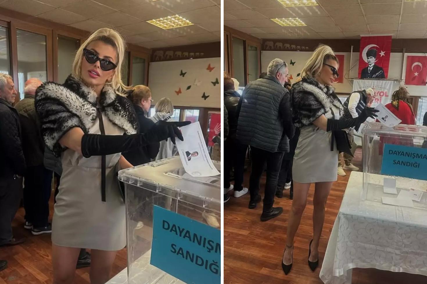 İmamoğlu'na destek için sandık başına giden şarkıcı Hatice'nin kıyafeti dikkat çekti