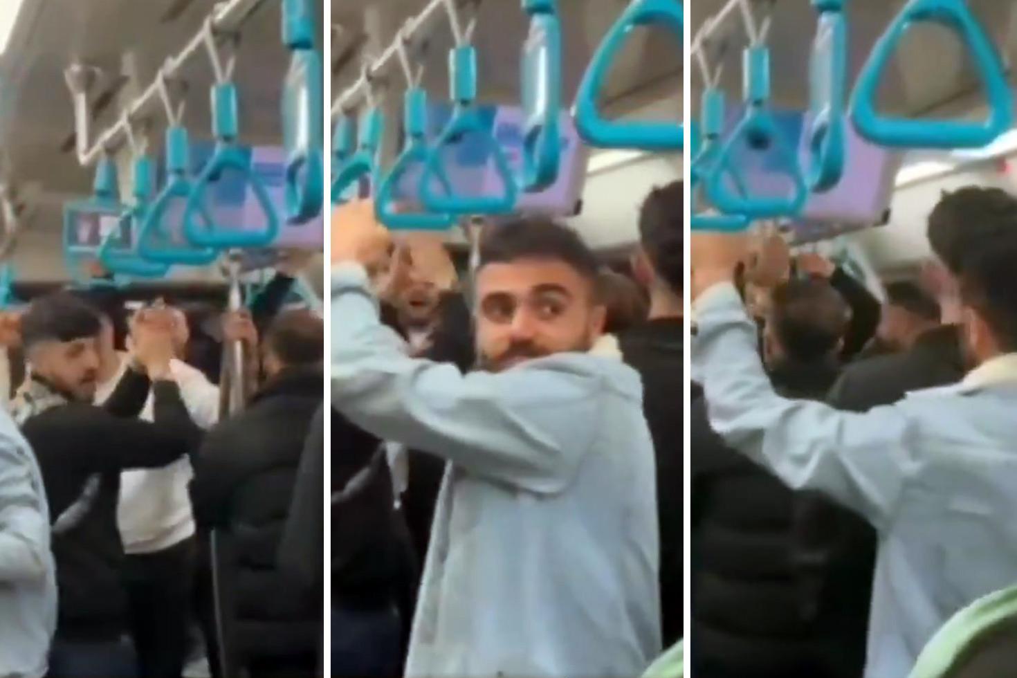 Metroda atılan slogana bakın! Diğer yolcular olan biteni çaresizce izledi