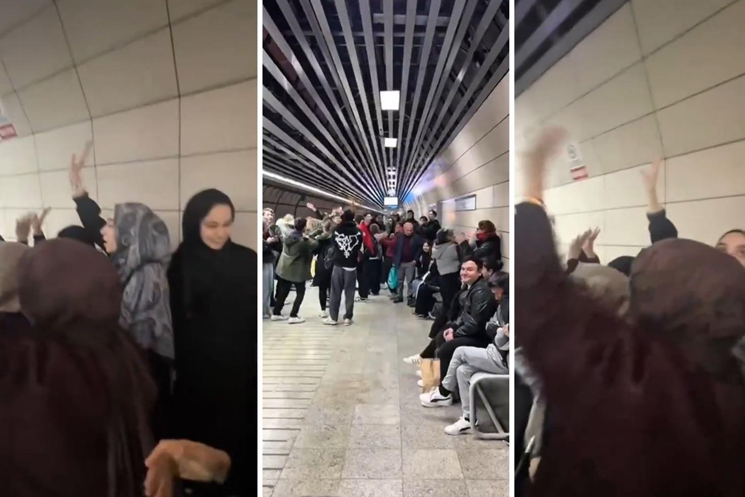 Marmaray'da İmamoğlu tartışması: Destekçiler ile karşıt grup arasında gerginlik çıktı