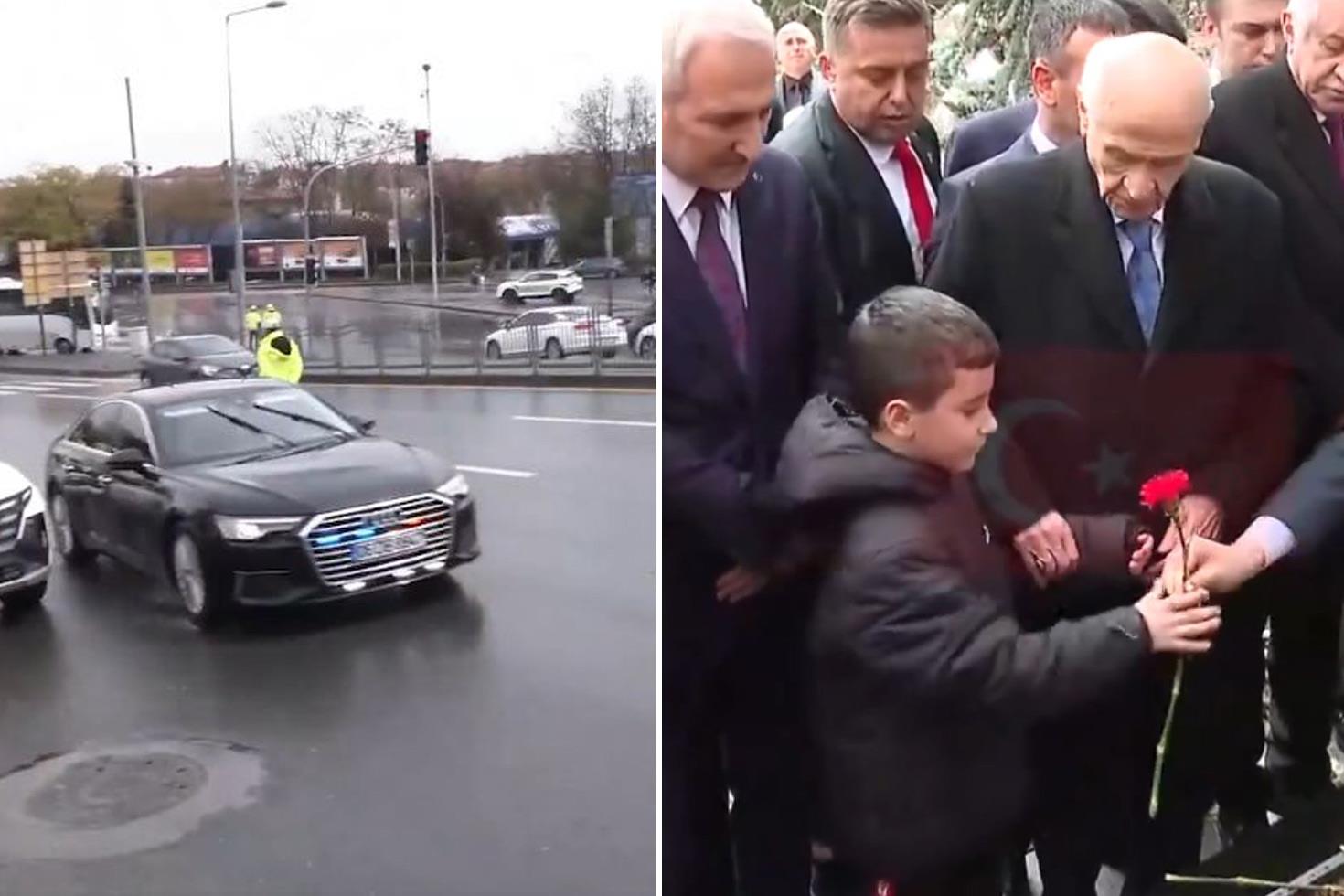 Mezarlığa çakarlı araçla getirildi! Bahçeli'nin yanına çağırdığı çocuk bakın kim çıktı