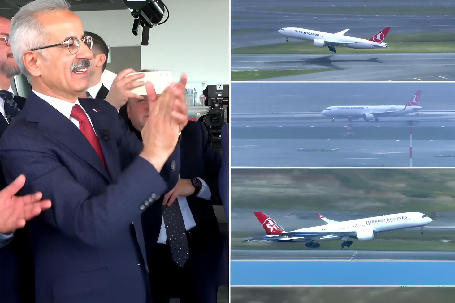 İstanbul Havalimanı'na aynı anda üç uçak iniş ve kalkış yaptı