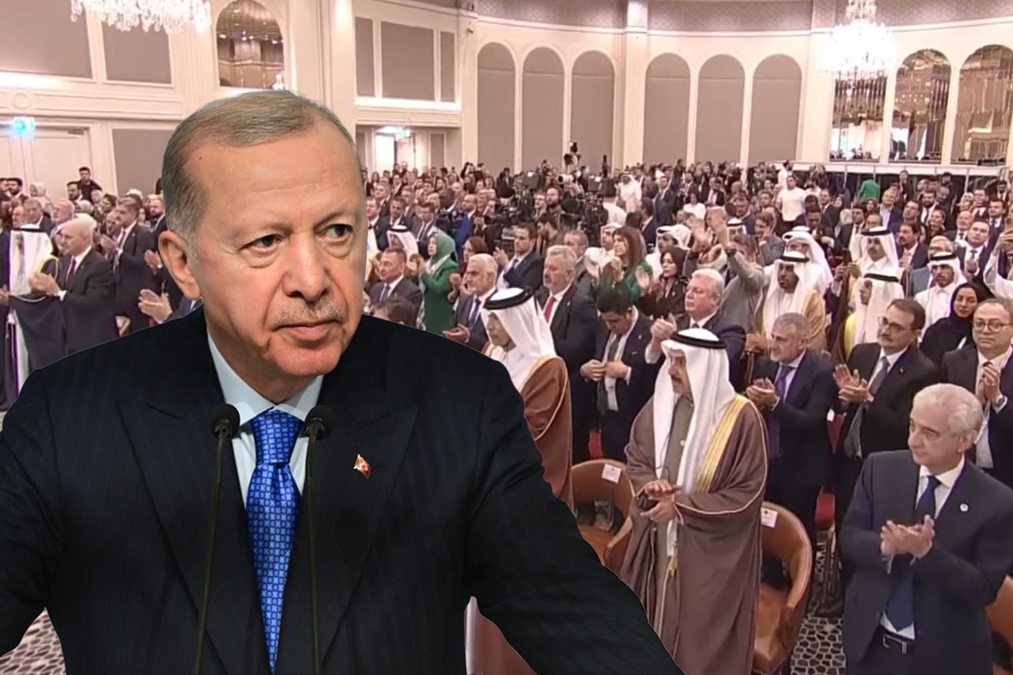 Cumhurbaşkanı Erdoğan'ın sözleri salonu ayağa kaldırdı: Filistin Filistin halkınındır