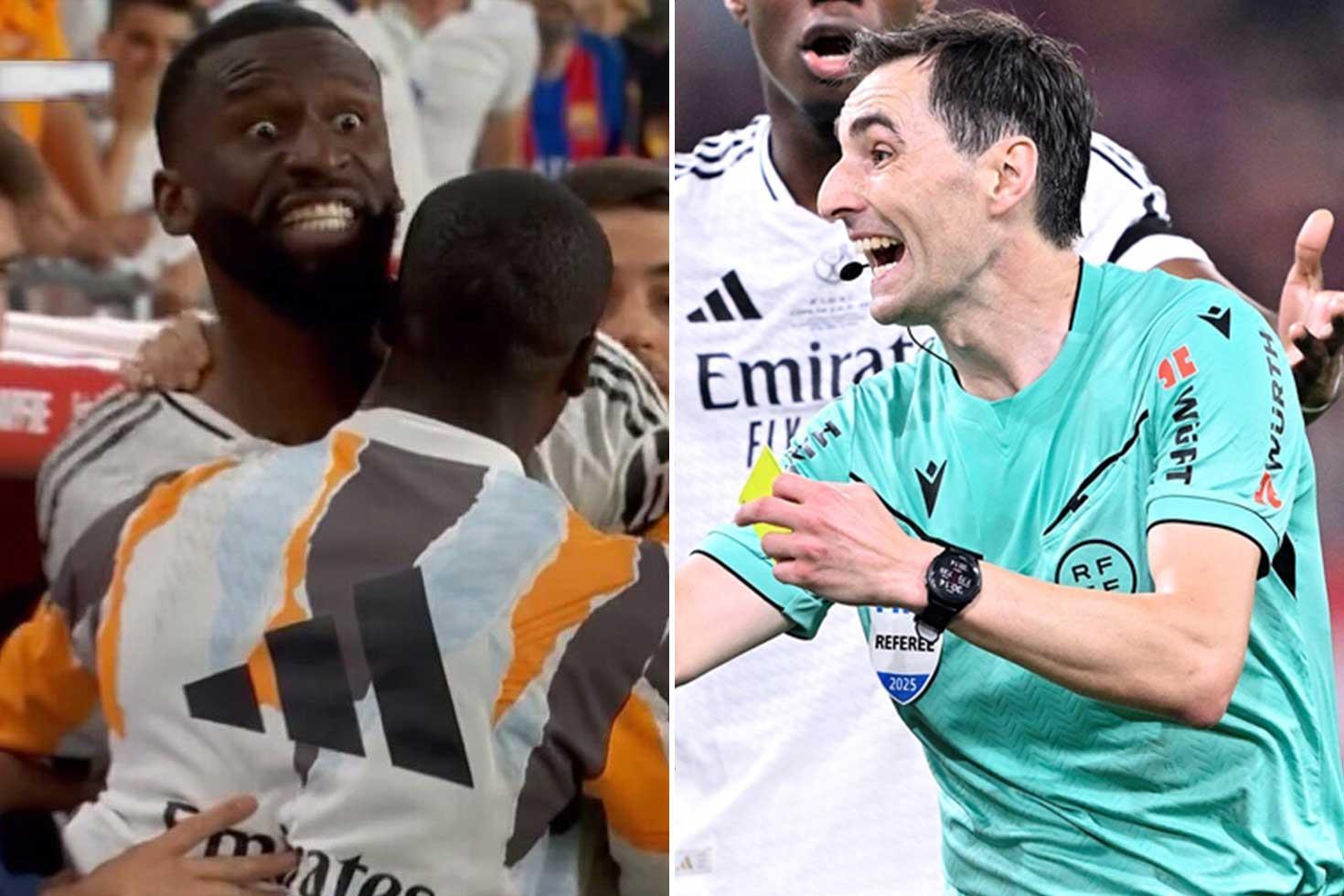 Başı büyük dertte! Rüdiger'in El Clasico'da hakeme yaptığı hareket İspanya'yı karıştırdı