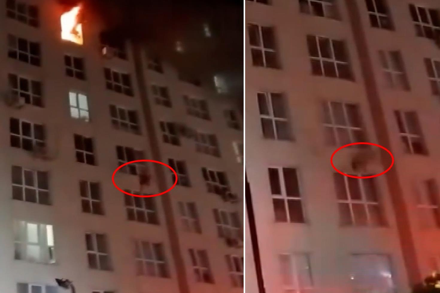Yangın sırasında panik yapan kadın 8. kattan atladı