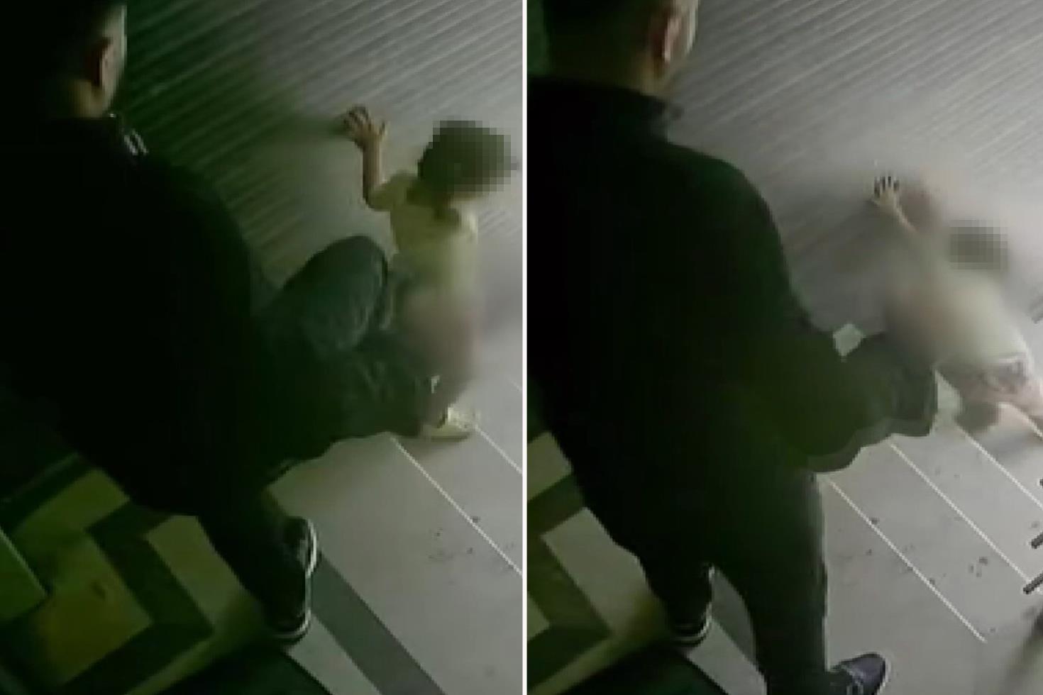 Öz evladına merdivenlerde tekme atan sözde baba gözaltına alındı