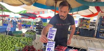 Kiraza Tanesi 10 TL etiketi yazan pazarcıdan çok konuşulacak çıkış