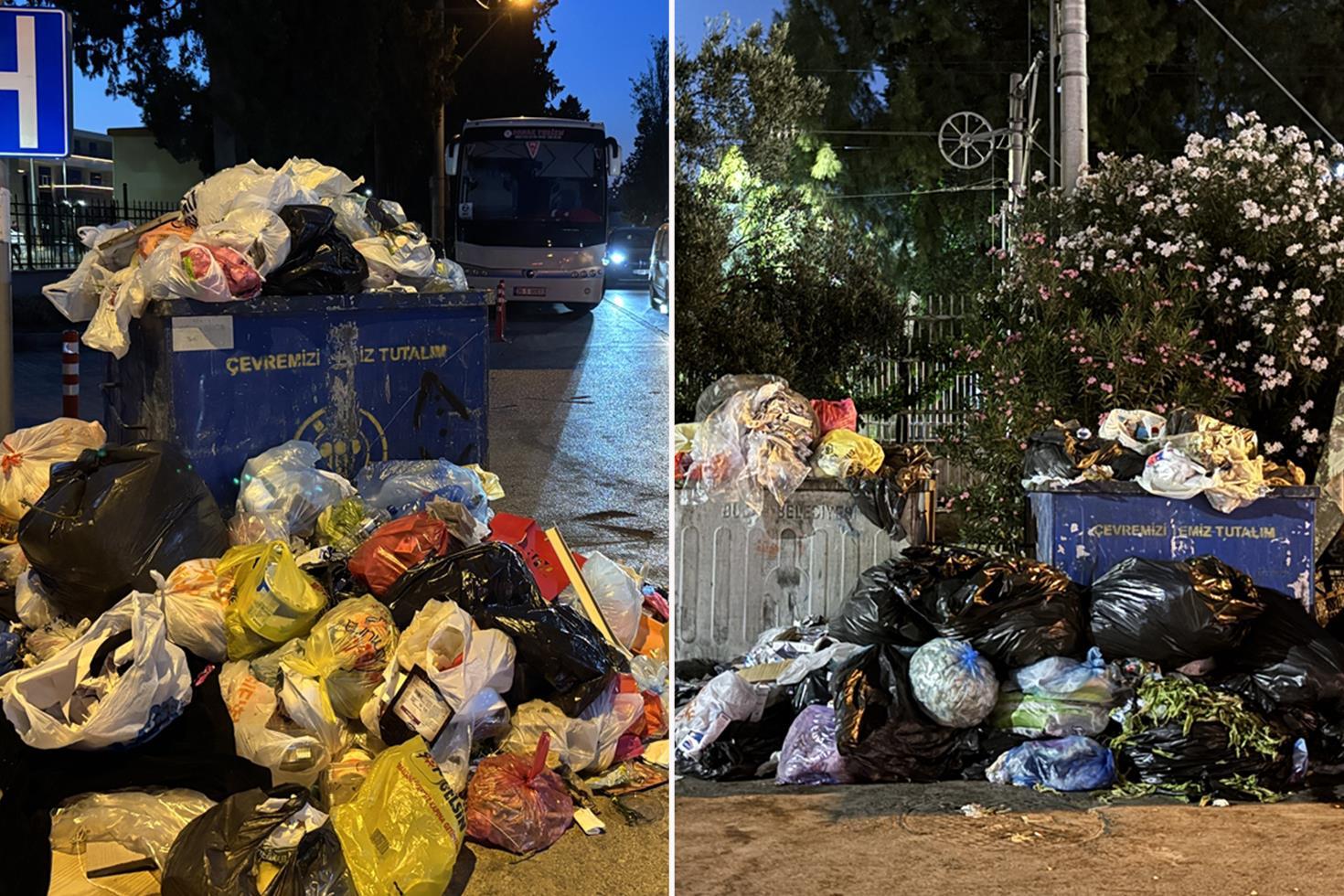 Buca'da belediye işçileri greve gitti, ilçede çöp yığınları oluştu