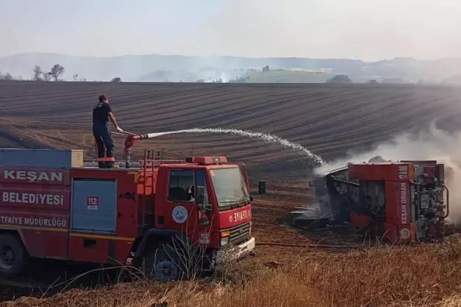 Orman yangınına müdahale eden araç devrildi! 5 personel yaralandı