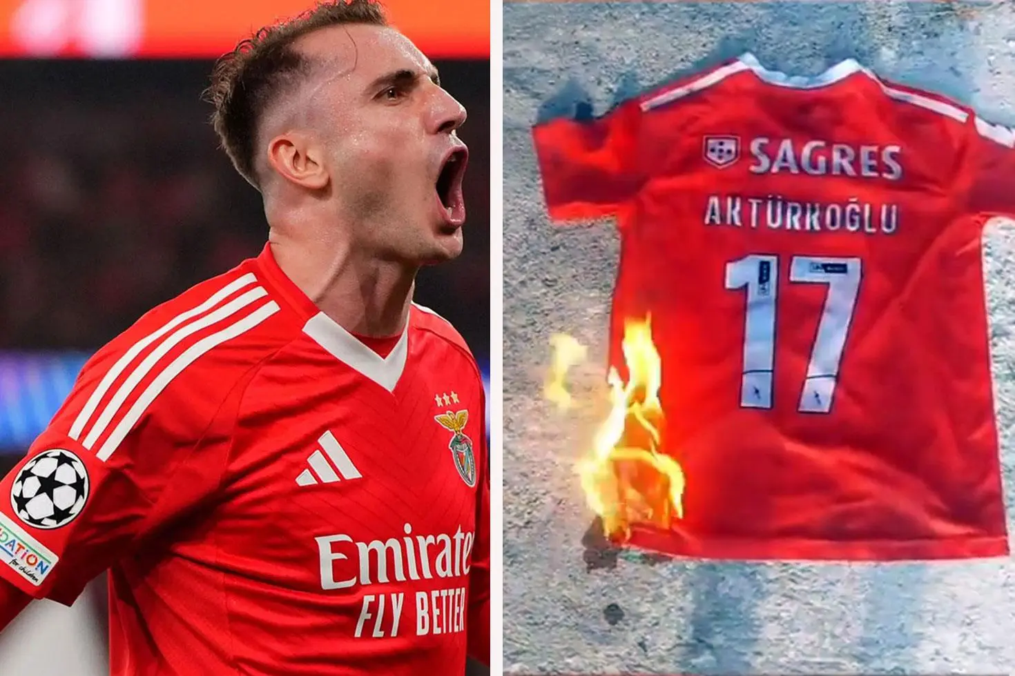 Galatasaraylı taraftarlar, Kerem Aktürkoğlu'nun formasını yaktı