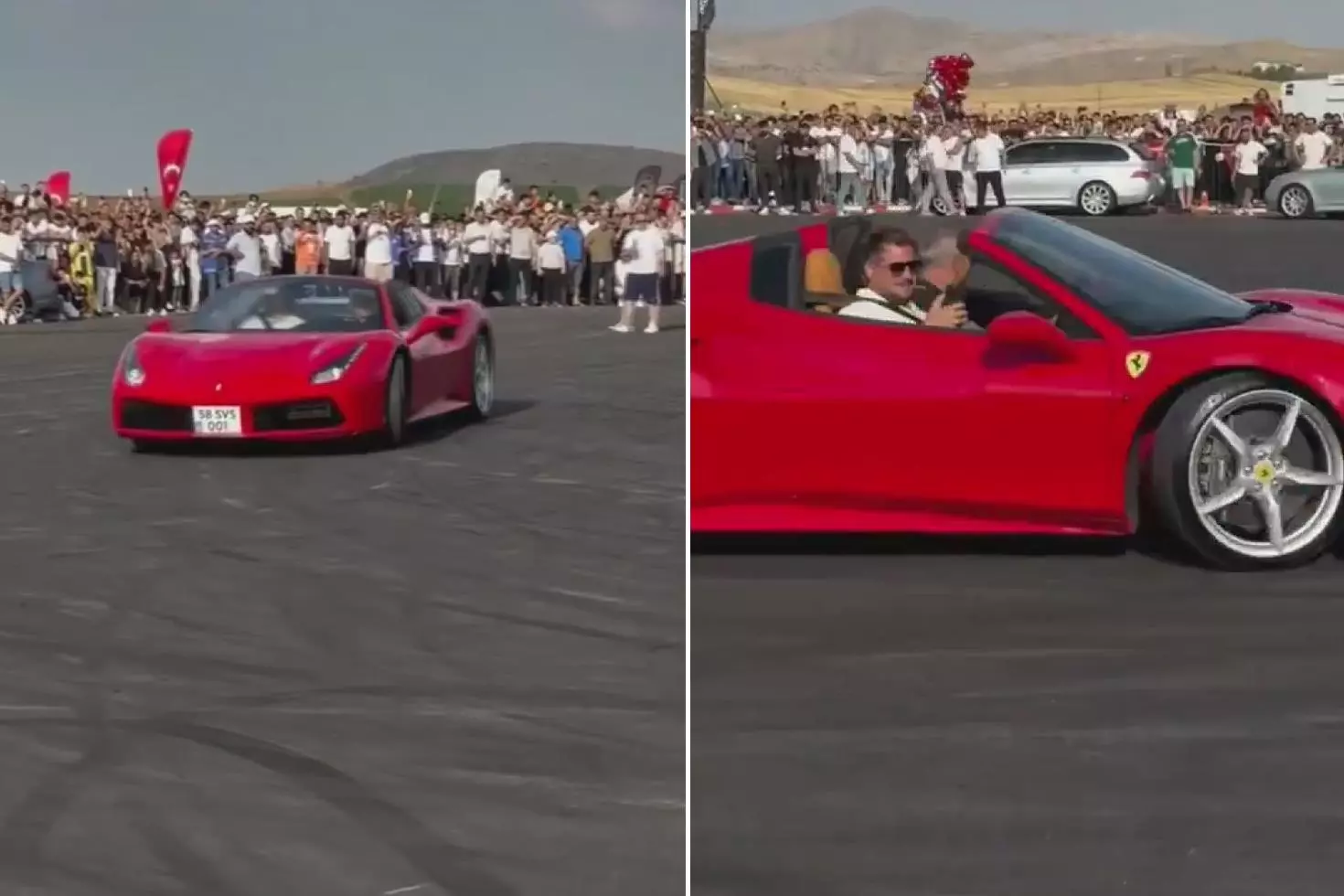 Sivas Belediye Başkanı Uzun, Ferrari'yle drift gösterisi yaptı