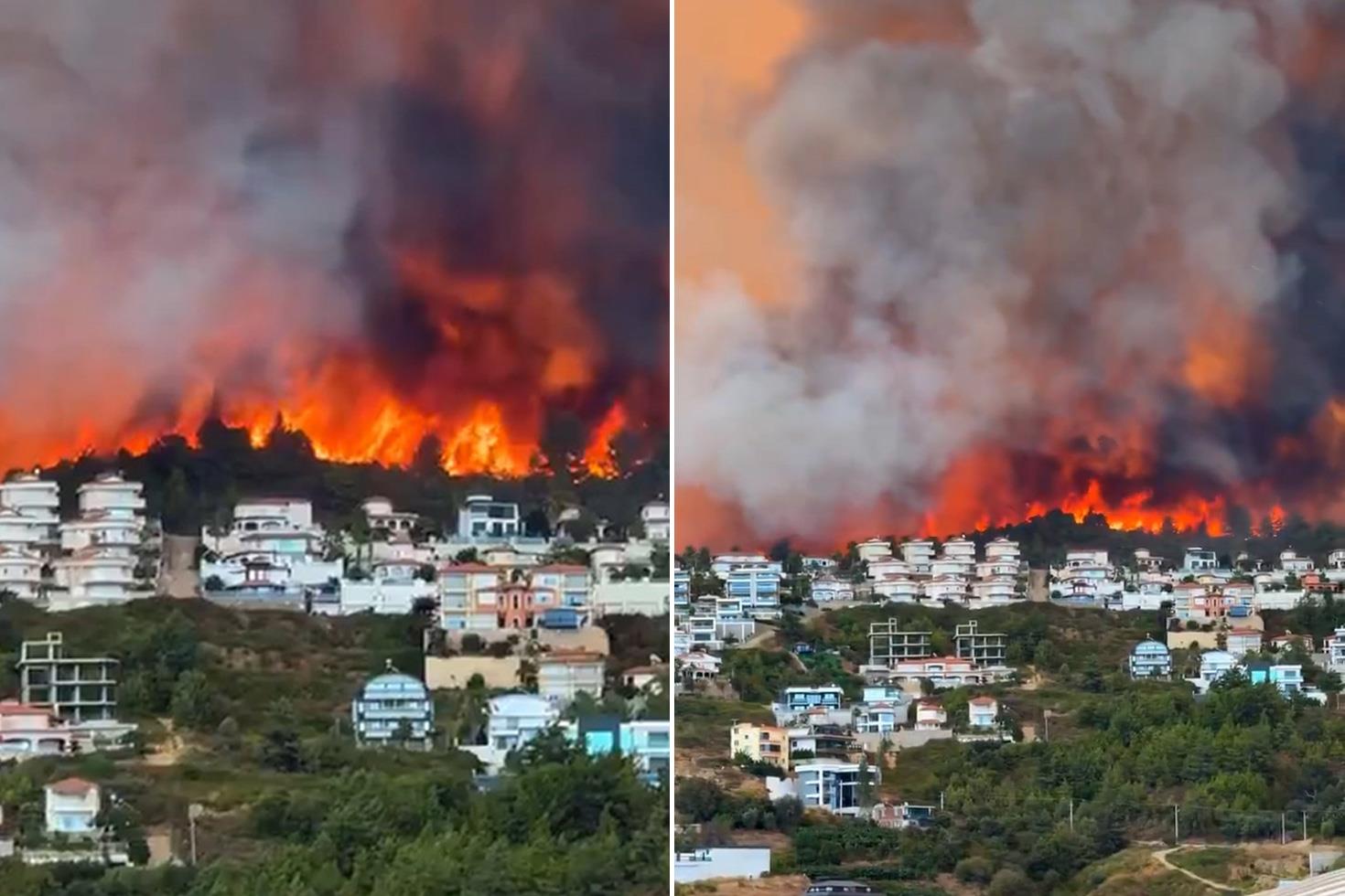 Antalya'daki orman yangını yerleşim yerlerine ulaştı! Villalar tahliye edildi, elektrikler kesildi
