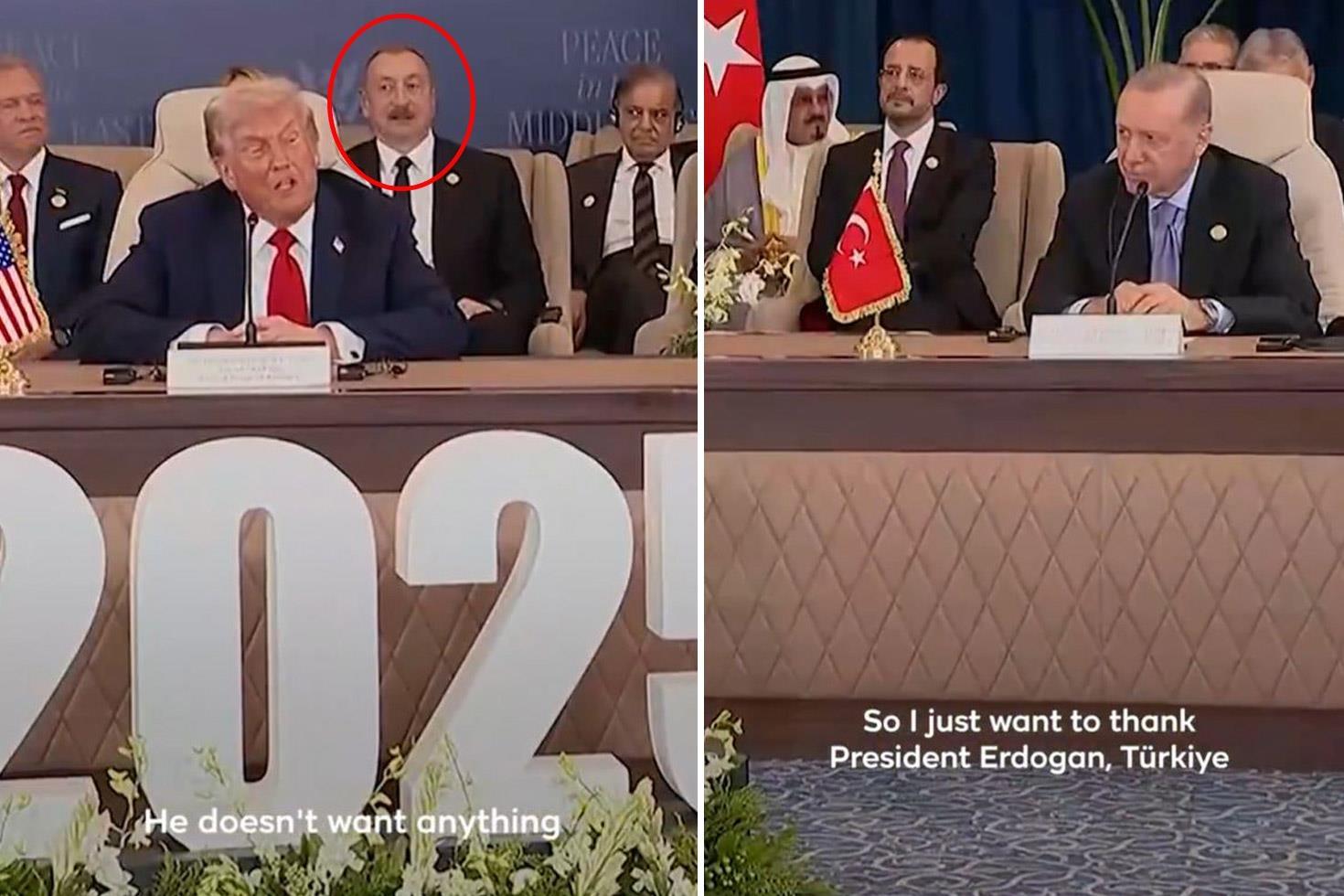 Trump, Erdoğan'ı övdüğü sırada Aliyev'in mimiklere dikkat