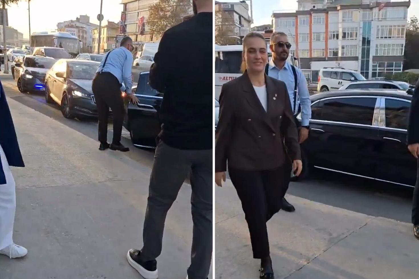 Çakarlı konvoyuyla geldi, araçtan ineni herkes merak ediyor