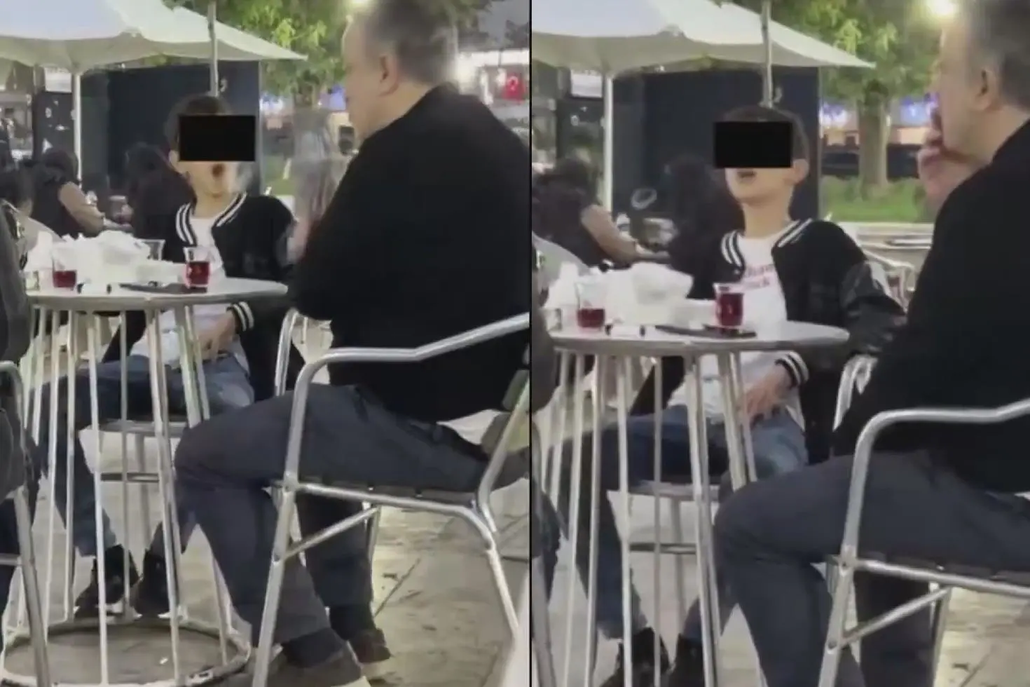 Vahim görüntüler Küçücük çocuk ailesinin yanında sigara içti, bir de halka çıkardı