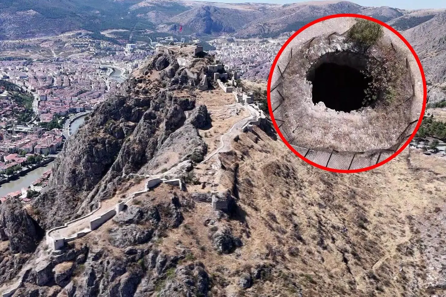 Dağı resmen oymuşlar Amasya’da merak uyandıran tünel