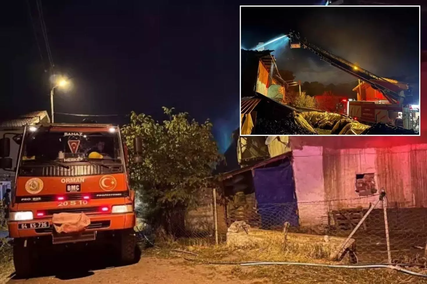 Ahşap eve yıldırım düştü