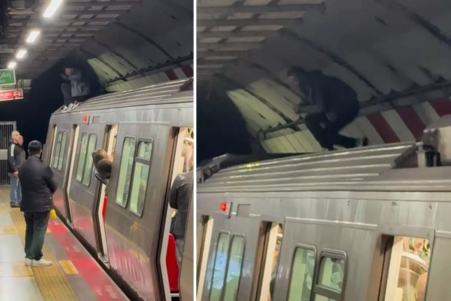 Durakta metronun üstüne çıktı, ortalığı birbirine kattı