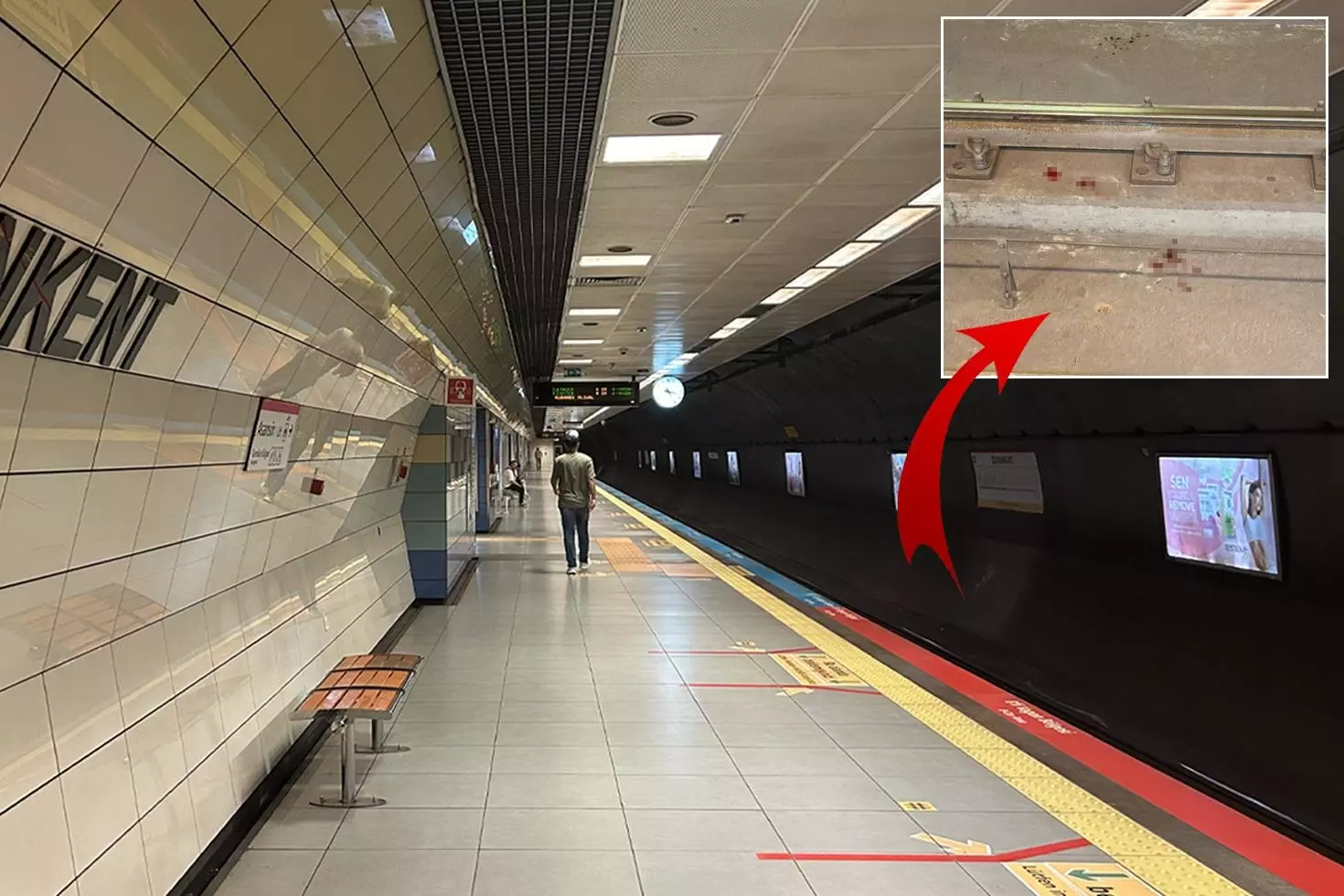 Metroda korku dolu anlar Yolcu tren gelirken raylara atladı