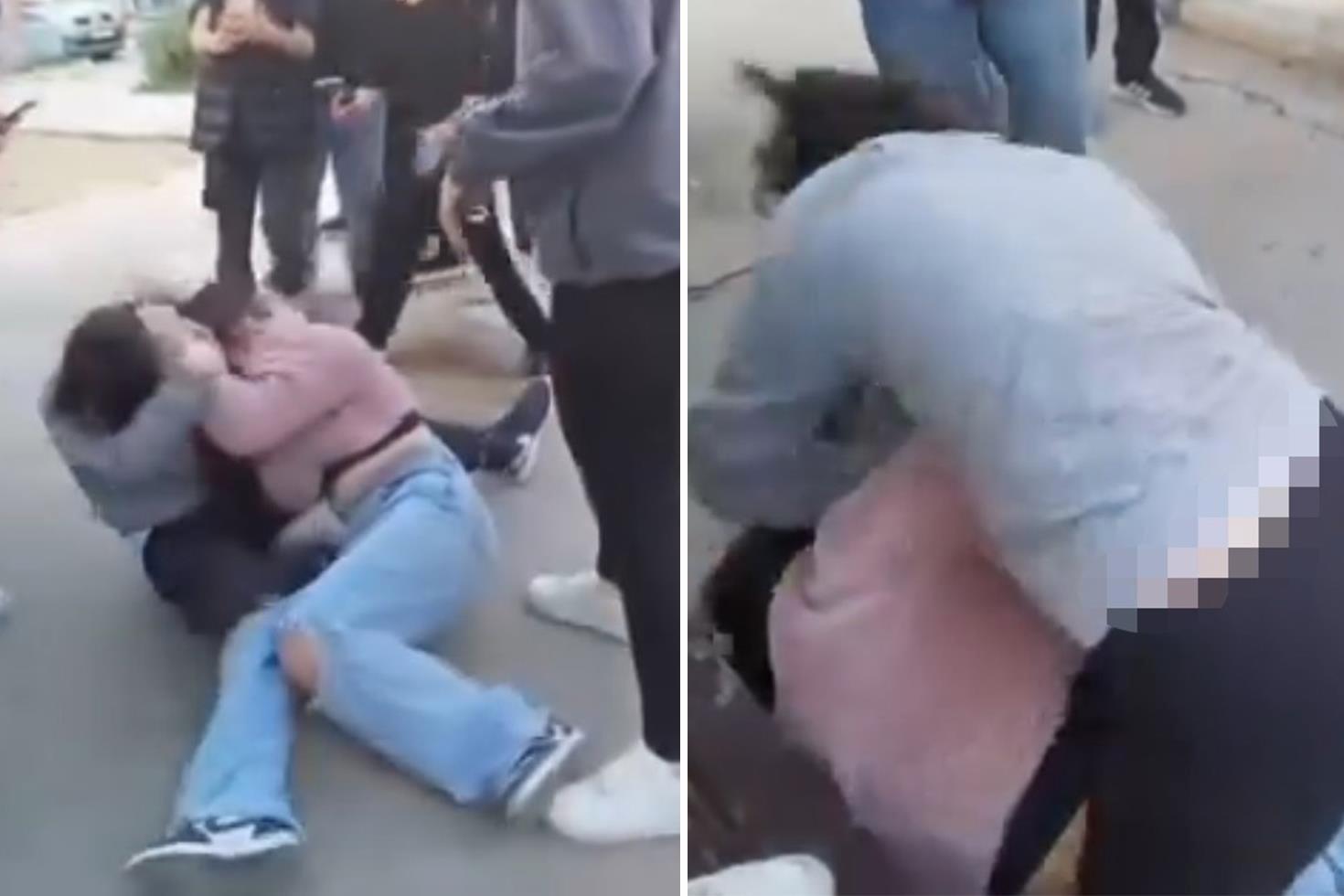 Kız öğrenciler, okul bahçesinde saç saça kavga etti