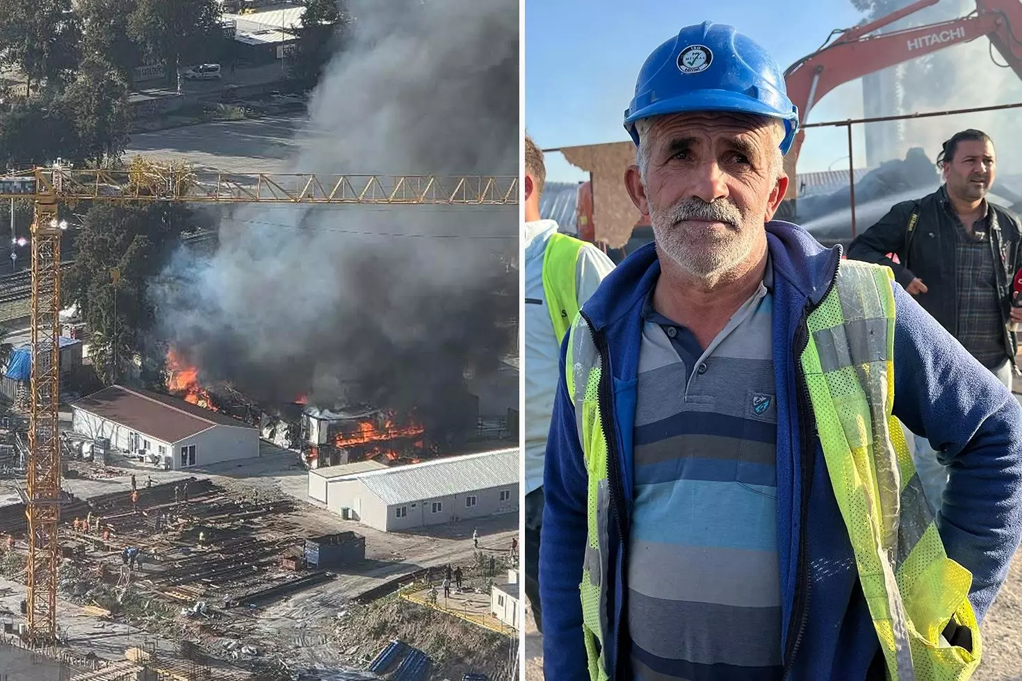 İzmir’de şantiyede dev yangın İşçilerin kaldığı konteynerler küle döndü