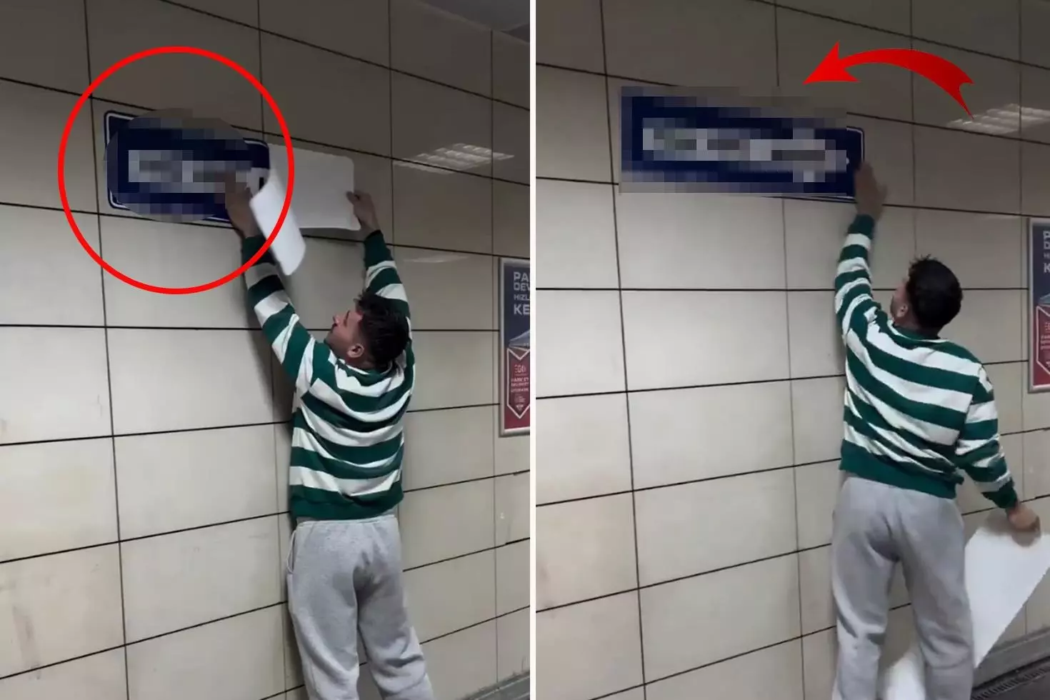 Metroya astığı tabela akılalmaz! Eşi görmese daha iyi