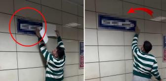 Metroya astığı tabela akılalmaz! Eşi görmese daha iyi