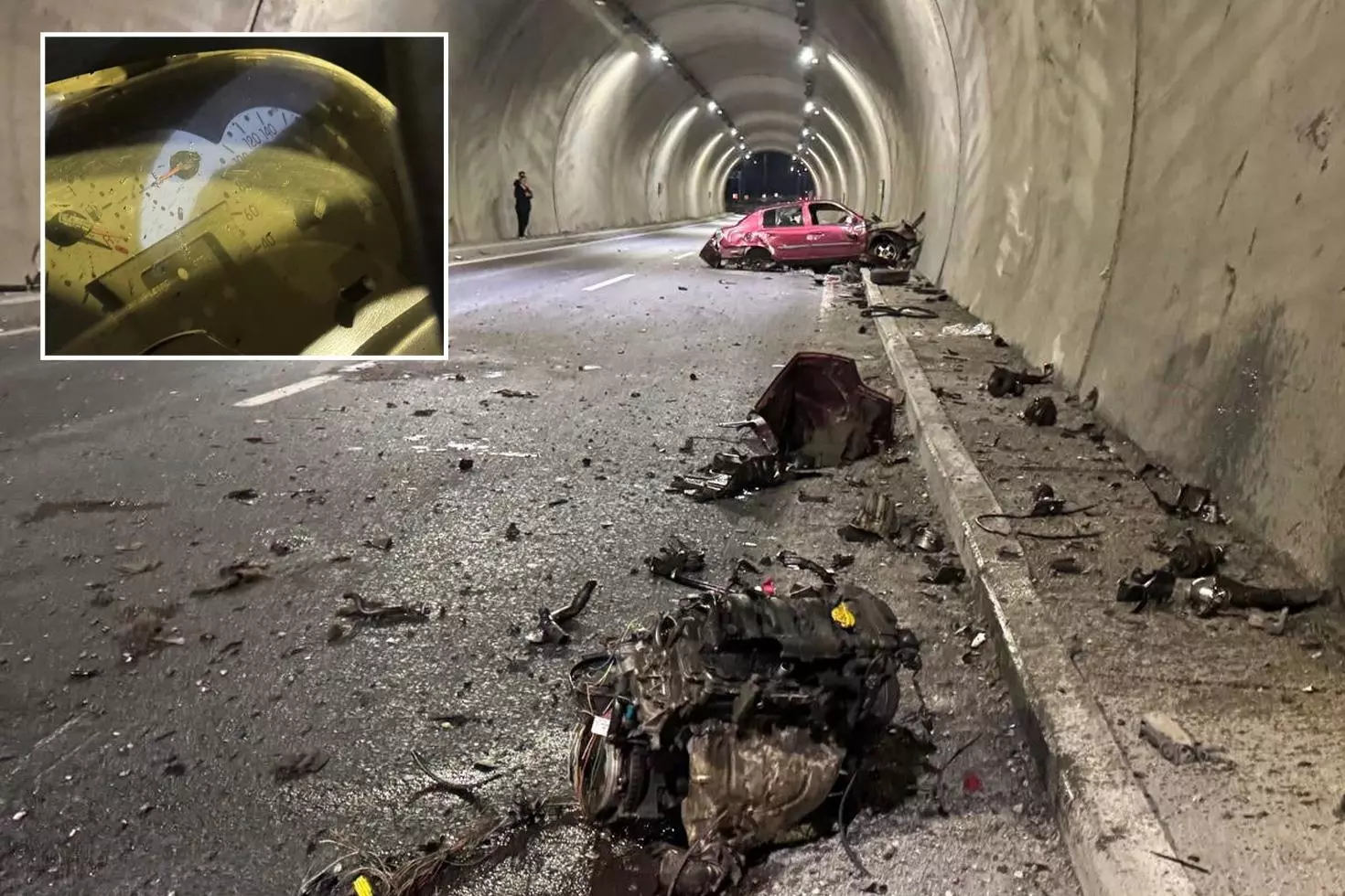 Tünelde feci kaza Takılı kalan hız kadranı her şeyi anlatıyor