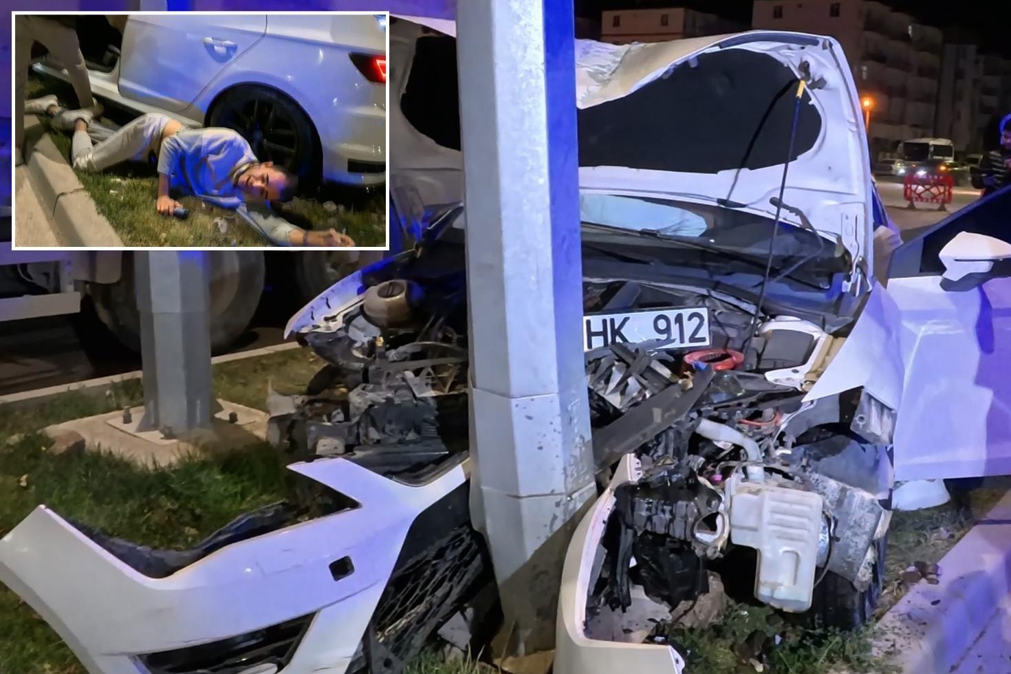 Aynı yolda yarım saatte iki kaza Yaralı sürücünün ilk sözü herkesi şaşırttı