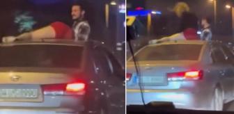 İstanbul'da seyir halindeki otomobilde skandal görüntü