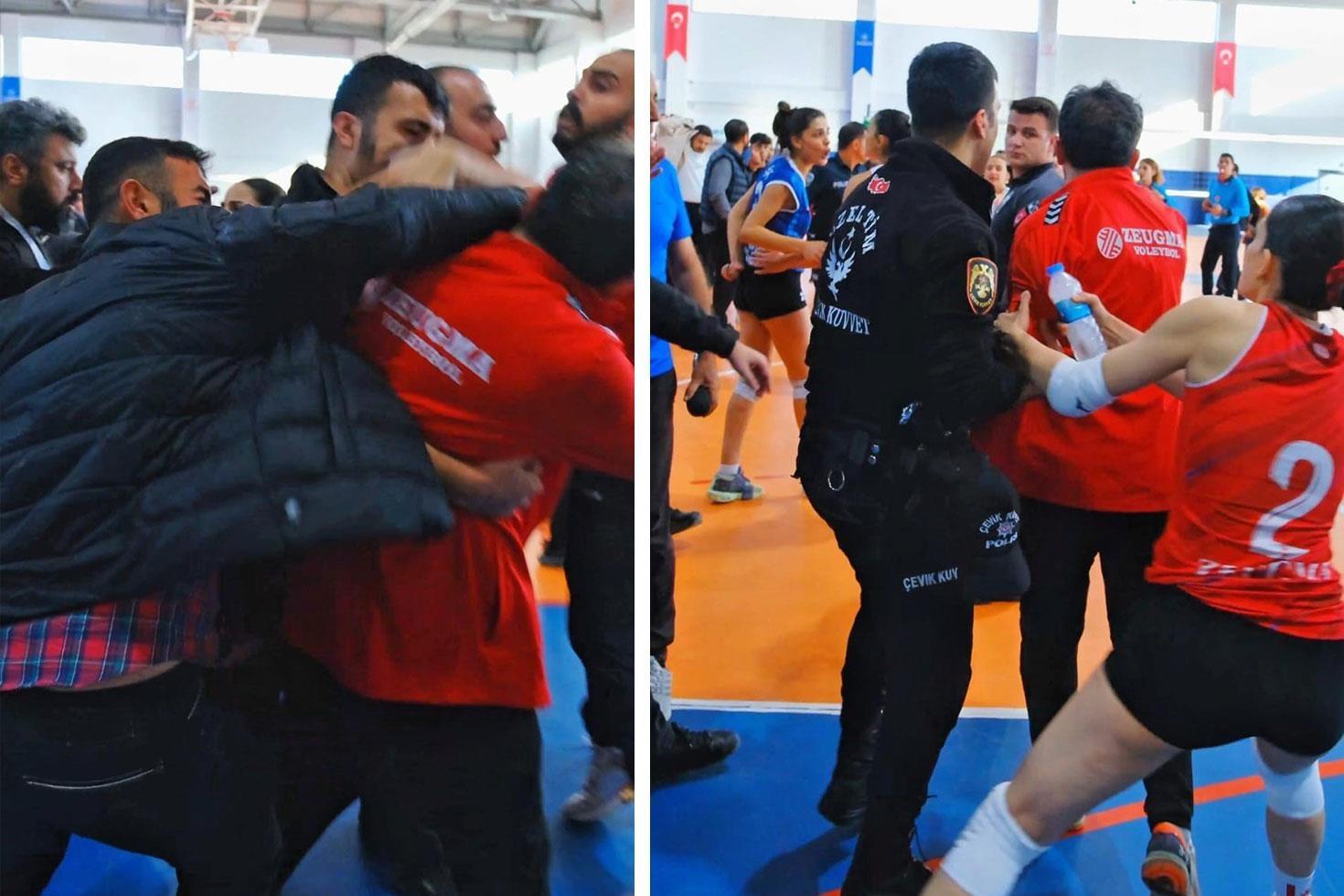 Kimseye aldırış etmedi Kadın voleybol maçında yumruklu saldırı