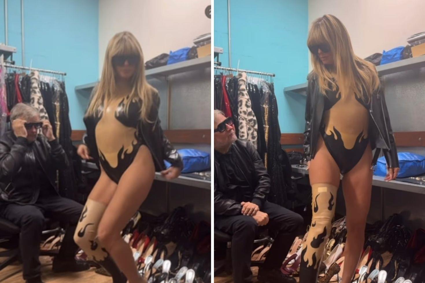 Süper model Heidi Klum, cesur lateks kombiniyle kamera karşısında büyüledi