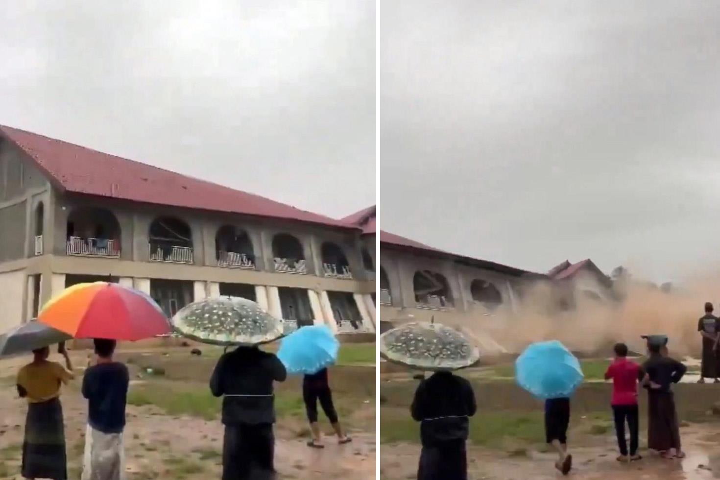 Dehşete düşüren görüntü: Onlarca öğrencinin kaldığı yurt nehre sürüklendi