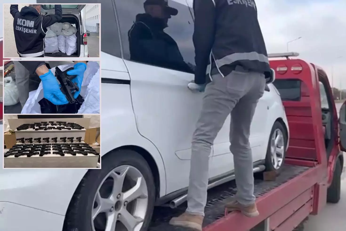 Eskişehir’de arızalı araçtan cephanelik çıktı