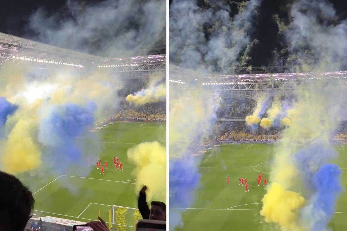 Galatasaraylı futbolcular sahaya adım atar atmaz Kadıköy alev aldı