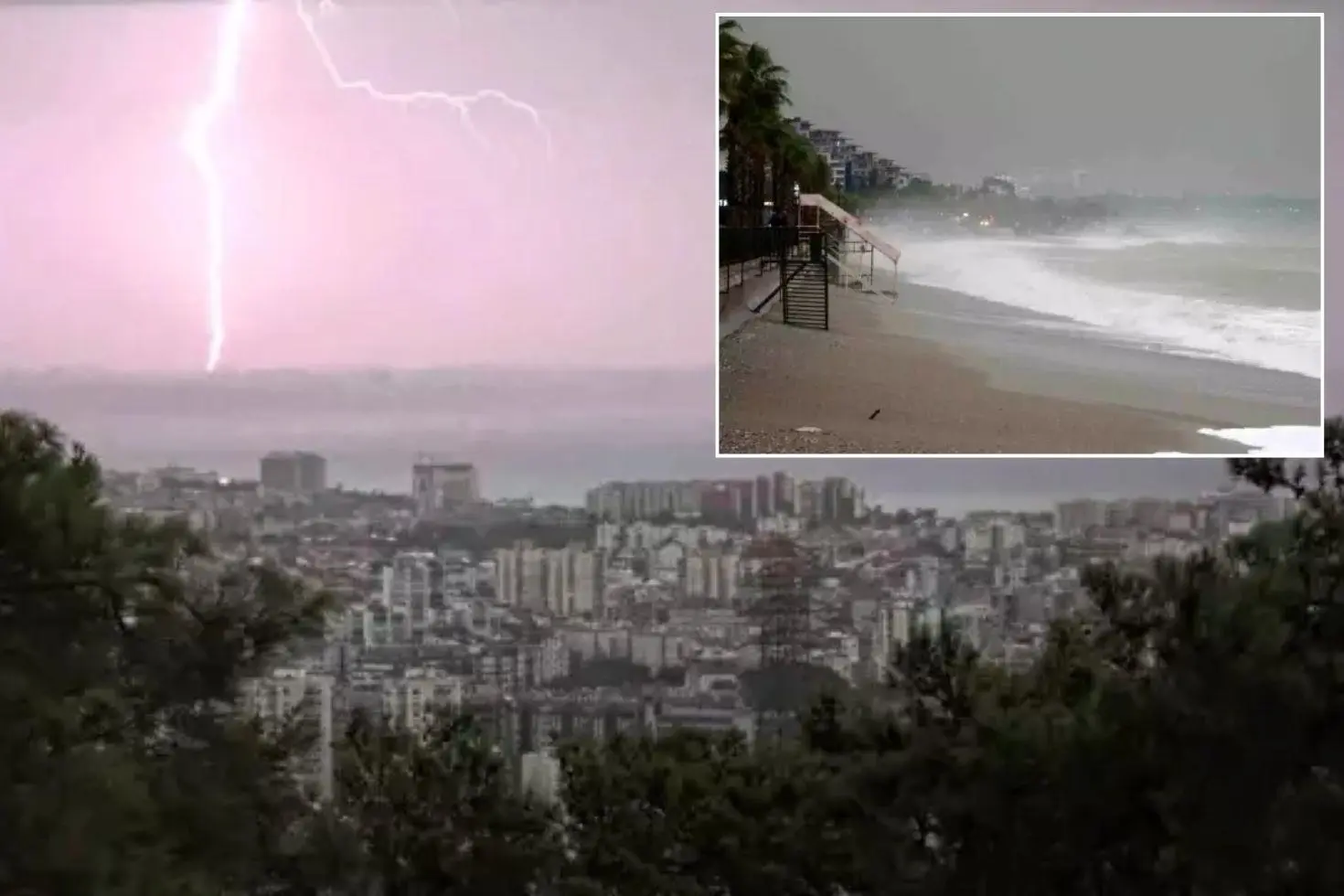 Gözde kentimizin üzerinde çakan şimşekler görsel şölen oluşturdu