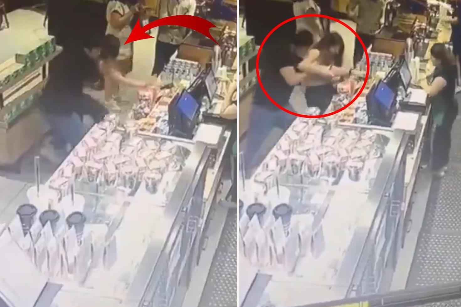 Kafede boğuşan gençler olayı abartınca bu görüntüler kaydedildi