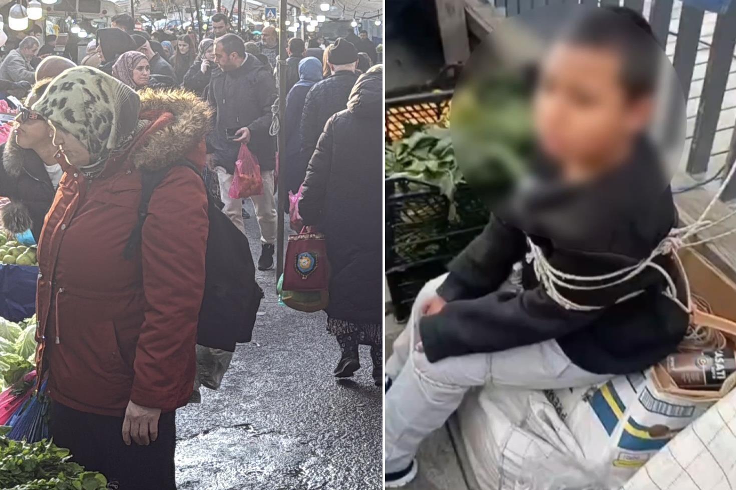Pazarda eşofman çalan çocuğu iple bağladı: Seni anadan doğma edeceğim
