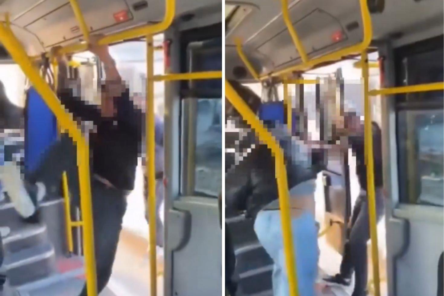 Satırlı kavga Hem de yolcuların arasında