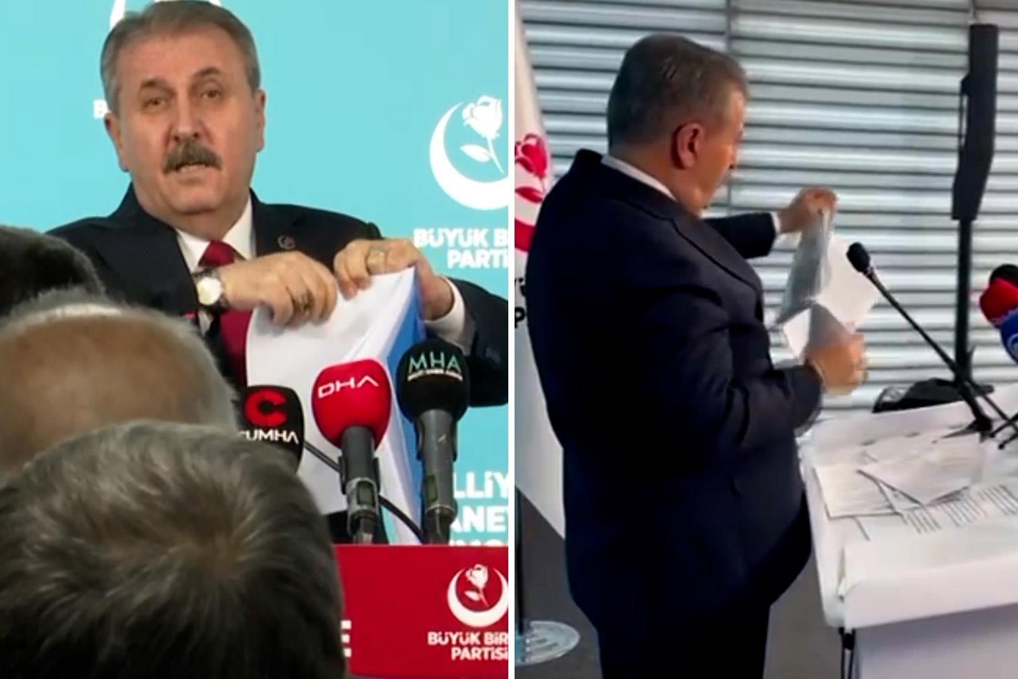 Mustafa Destici’yi küplere bindiren rapor: Kameralar önünde yırtıp attı, salon ayakta alkışladı
