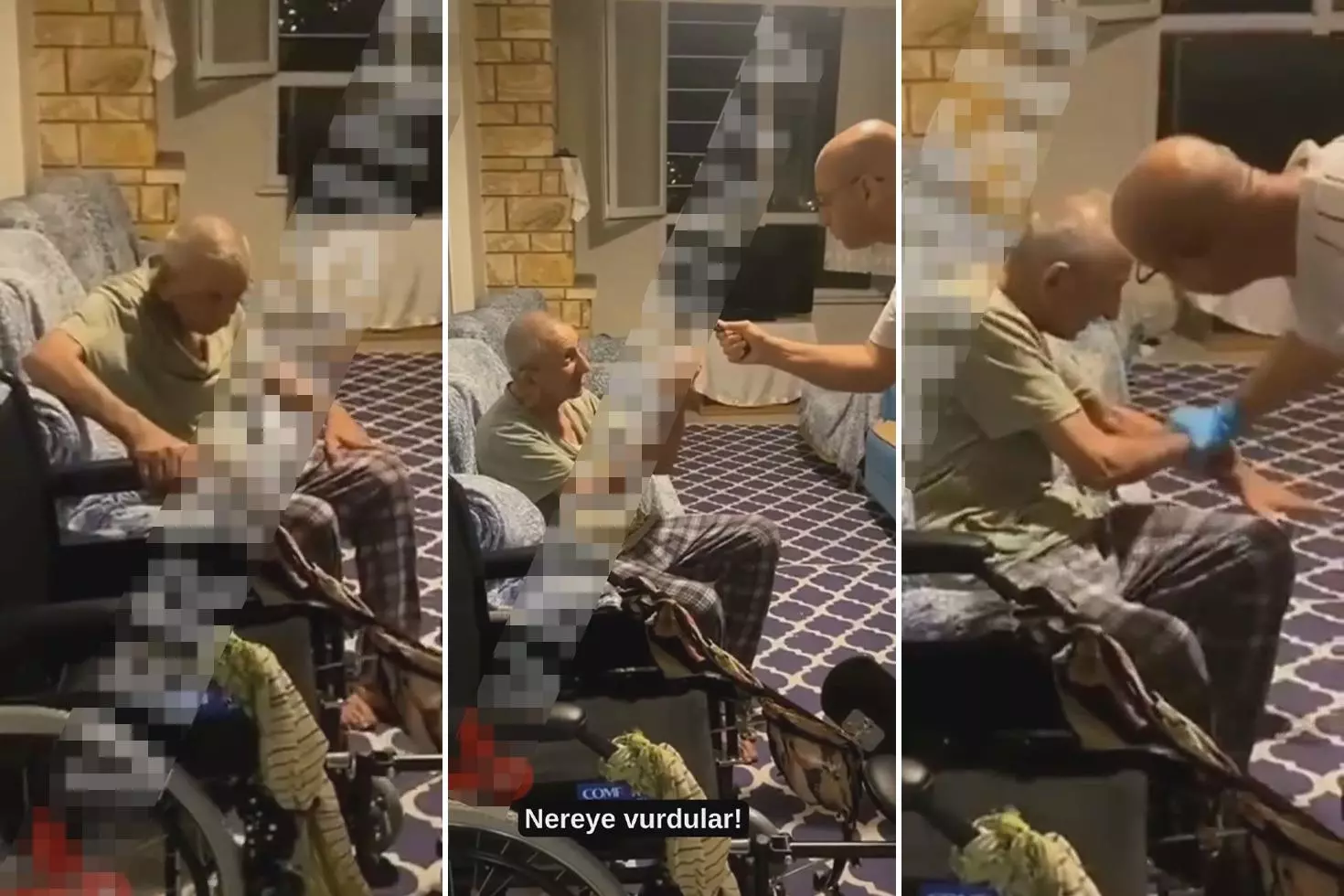 Eldiven takıp yaşlı adamı dövdü Huzurevinde vicdanları sızlatan görüntüler